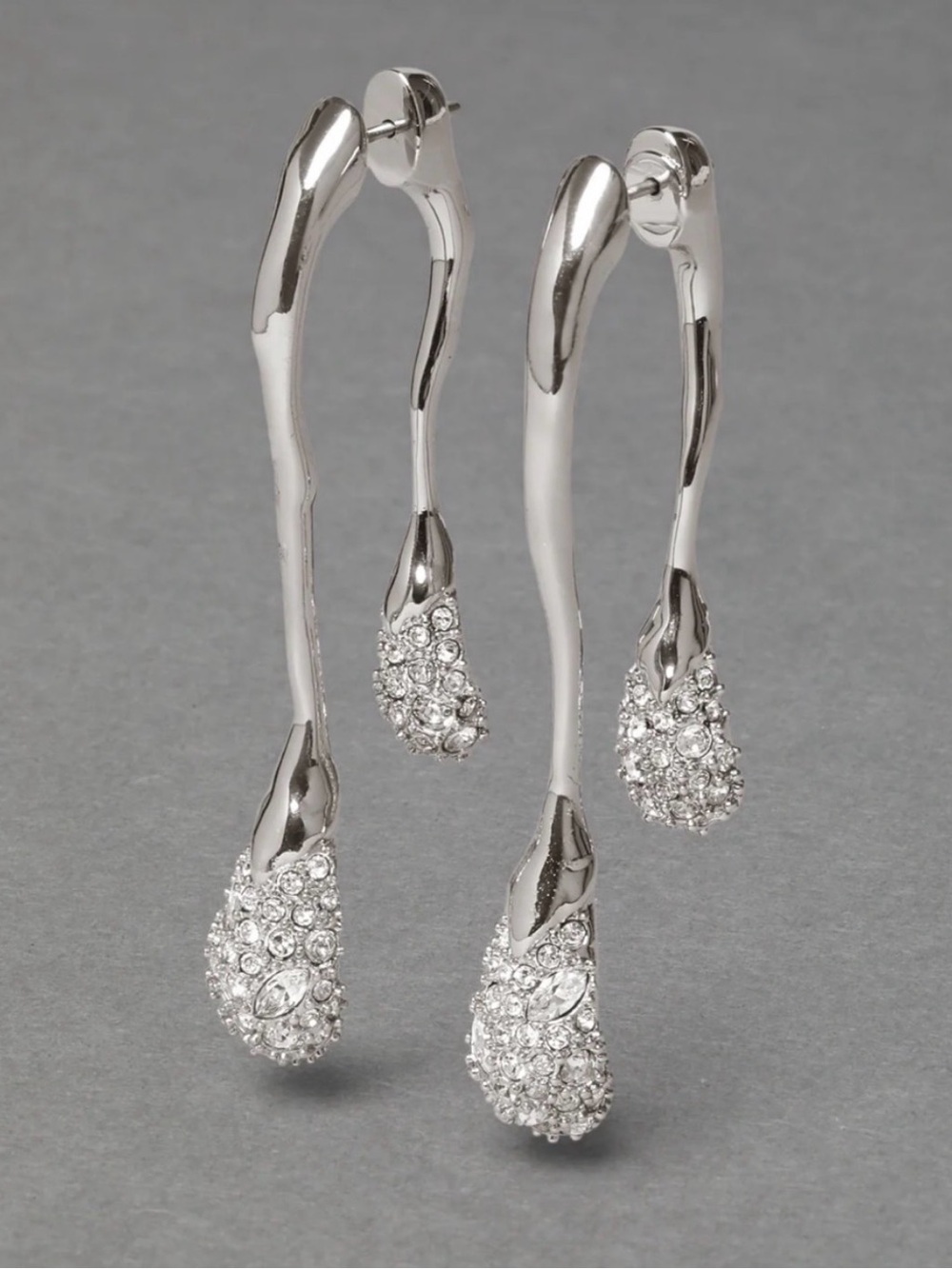 NEW ALEXIS BITTAR Solanales Crystal Front Back Double Drop Earrings Silver AU06